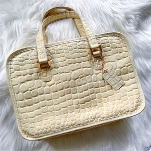 Pale Yellow Vintage Leather Croc Bag